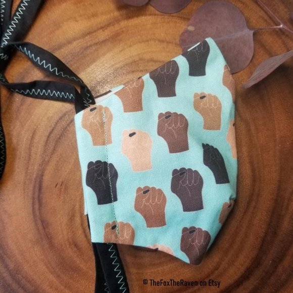 Black Lives Matter Fitted Face Mask - Picture 7 of 14